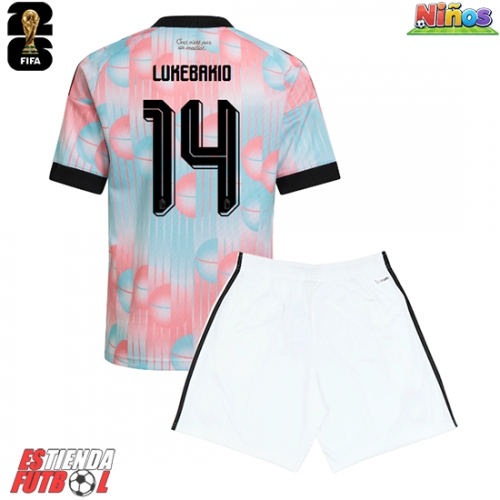 Bélgica Dodi Lukebakio #14 Segunda Equipación Niños Mundial 2026 Manga Corta (+ Pantalones cortos)